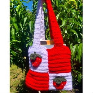 Handmade crochet strawberry bag 🍓